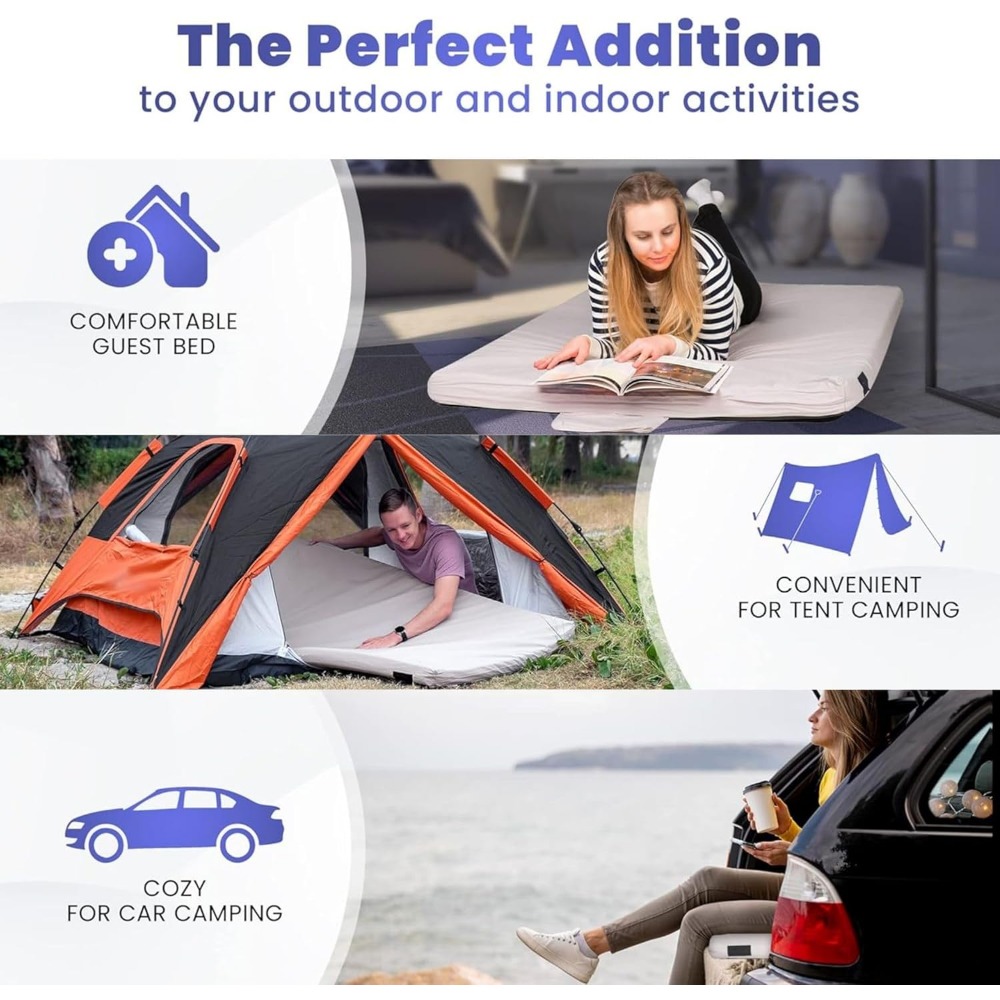 Memory Foam Camping-Isomatte – Wasserdicht, Zusammenrollbar, Mit Tragetasche Für Auto, Zelt & Gäste