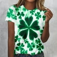 thumbnail image 6 of Uootdi St Patricks Day Shirt Women Crewneck Pullover Tees Funny Clover Print Short Sleeve Tops Lucky Irish Shamrock T Shirts Gift, 6 of 7