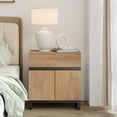 thumbnail image 3 of WAMPAT Nightstand with 1 Drawer & 1 Storage Cabinet, Modern Bedside Table with 2 Open Doors for Bedroom, Wood Rustic Side End Table for living Room., 3 of 9