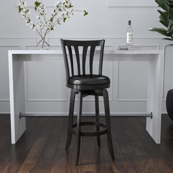 Hillsdale Furniture Savana 29.5" Wood Upholstered Bar Height Swivel Stool, Black