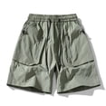 thumbnail image 4 of Hvogkswy Mens Shorts Solid Color Elastic Waist Drawstring Cargo Shorts with Pockets Loose Comfy Outdoor Workout Summer Casual Shorts, 4 of 5