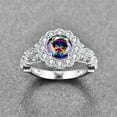 thumbnail image 2 of NUNCAD Round Oval Cut Created Mystic Rainbow Topaz Cubic Zirconia CZ 925 Sterling Silver Halo Engagement Rings for Women, 2 of 5