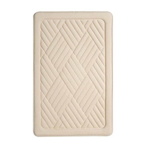 Soft Memory Foam Bathroom Rug Small Mat, 24 x 16 inches, Beige Geometric Pattern, Non-Slip Absorbent, Bath Mat Machine Washable