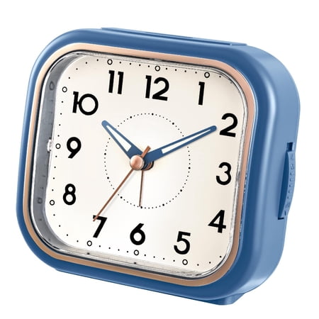 4.3 Vintage Retro Analog Alarm Clock Super Silent Non Ticking With Manual Light Snooze Operated Simply Design For Living Room Bedroom Bedside Desk(blue)
