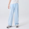 thumbnail image 2 of Lenpel Girls' Summer Pants Lightweight Casual Elastic Waist Wide Leg Pants Loose Lounge Trousers with Pockets 4-15 Y, 2 of 5