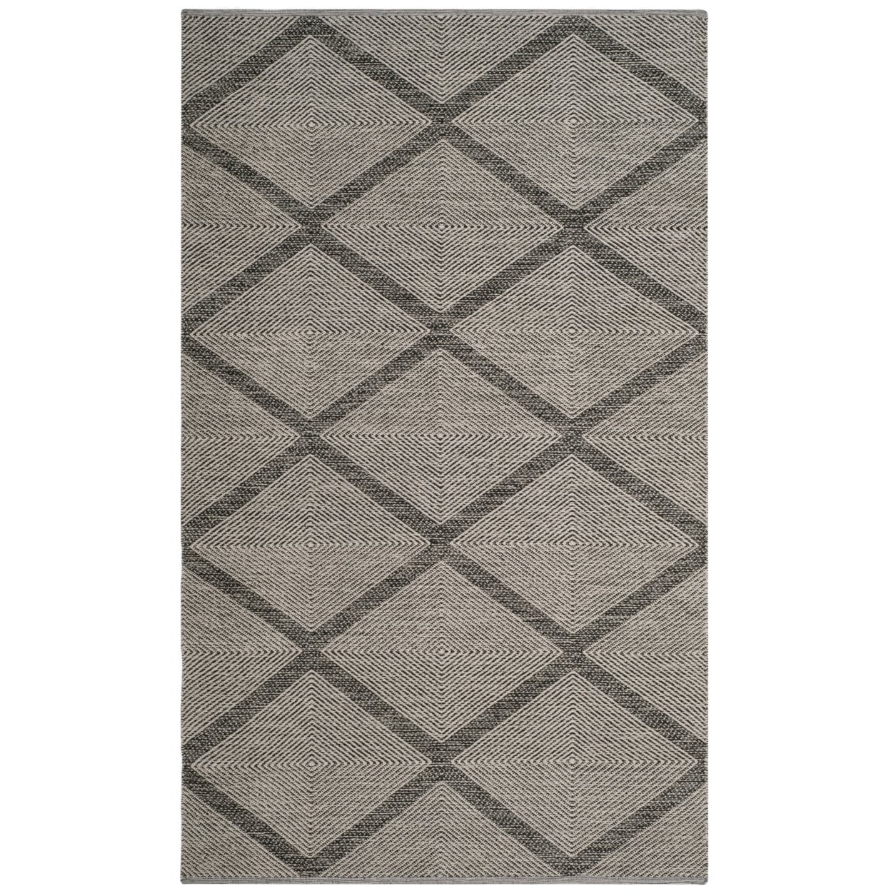SAFAVIEH Montauk Bailey Geometric Diamond Cotton Area Rug, Black, 3' x 5'