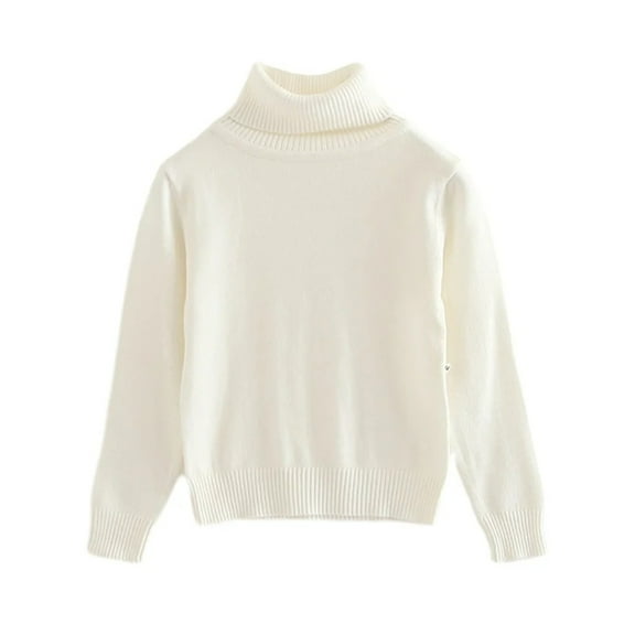 XBASW Toddler Baby Girls Boys Turtleneck Knit Sweater Solid Color Ribbed Knit Tops Long Sleeve Fall Winter Sweatshirt Jumper for Newborn 9M-5T