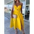 thumbnail image 1 of 2024 Casual Été Femmes Robe V Cou Sans Manches Dos Solide Creux à la Taille Patchwork Parti Robes Minces, 1 of 7