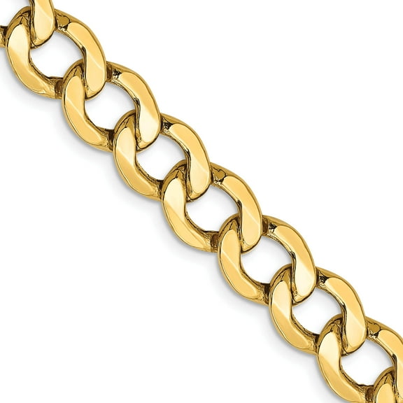 14K Yellow Gold 9mm Semi-Solid Curb Chain (18 X 9) bc111-18