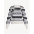 thumbnail image 5 of Free Assembly Women's and Women’s Plus Fair Isle Pullover Sweater with Tall Cuffs, Midweight, Sizes XS-4X, 5 of 6
