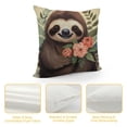 thumbnail image 4 of Patifu Sloth Flowers Graphic Decorative Cushion Cover for Home Couch Living Room Sofa, Short Plush Material, 1PC, Home Furnishing Theme 20x20in, 4 of 5