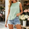 thumbnail image 6 of CAIXIA Women Gingham Sleeveless Shirts Ruffle Round Neck Peplum Tank Tops Business Casual Dressy Blouses, 6 of 8