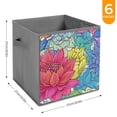 thumbnail image 2 of Set of 6 Collapsible Oxford Fabric Storage Cubes with Handles, Foldable Closet Organizer Bins for Clothes, Toys, Shelves, Home & Kitchen Colorful Floral, 2 of 7