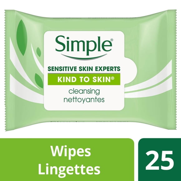 Simple Peau Respectée Lingettes Nettoyantes pour le Visage
