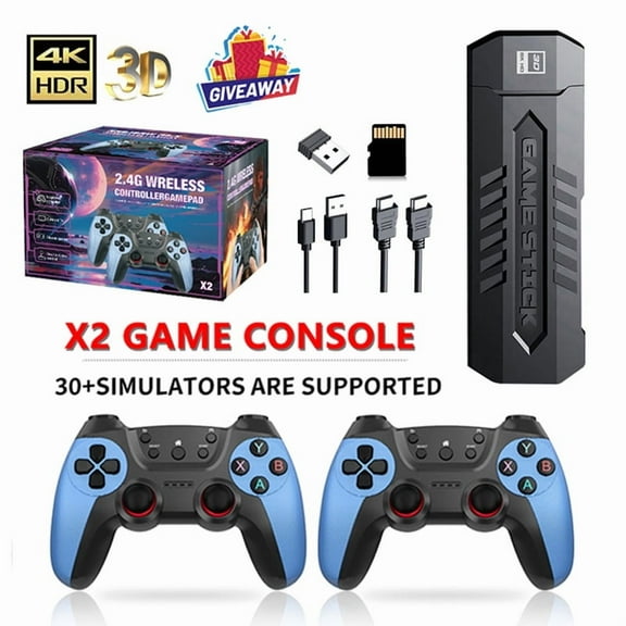 4K Wireless Gaming Console with Dual Player Mode - X2 HD Console for Family Fun (PS3 Compatible, 64GB+)