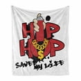 thumbnail image 1 of Hip Hop Soft Flannel Fleece Throw Blanket, Hip Hop Saved My Life Phrase in Grafitti Style with Spray Chain, Cozy Plush for Indoor and Outdoor Use, 70" x 90", Vermilion Black Yellow, by Ambesonne, 1 of 6