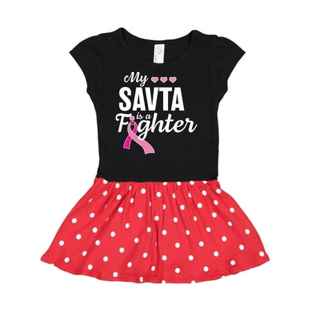 

Inktastic Breast Cancer Awareness My Savta is a Fighter Gift Toddler Girl Dress