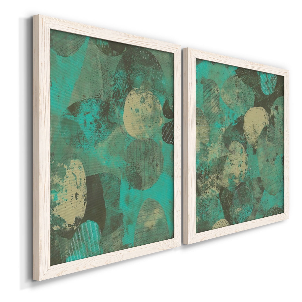 Minty Green Orbs I - Premium Framed Canvas 2 Piece Set - Ready to Hang