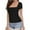 Black, variant on Fesfesfes Tshirts Fashion Women Summer Solid Short Sleeve Square Neck Top Blouse T-Shirt Mesh Short Sleeve Tops for Women 4(S)