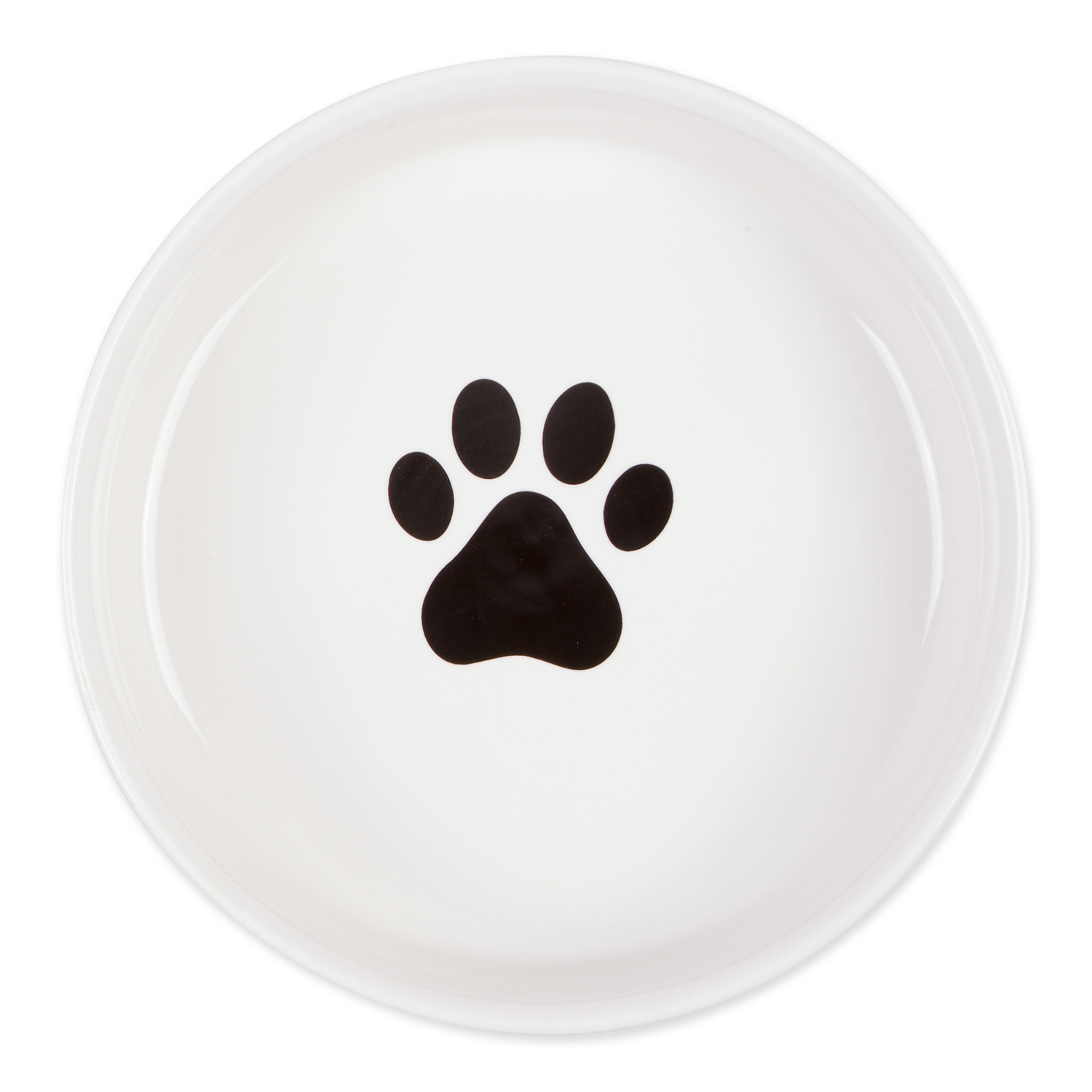 Bone Dry Ceramic Dog Bowl Set, Microwave & Dishwasher Safe, Large, 7.5x2.4", Black/White, 2 Count
