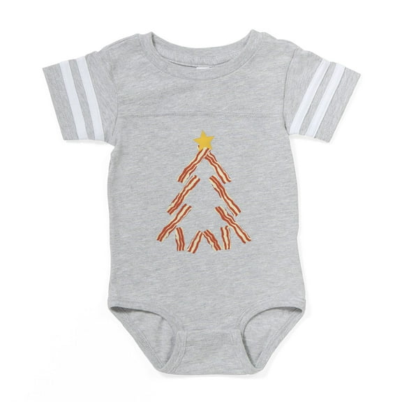 CafePress - Bacon Christmas Tree Customizable Baby Football Bo - Cute Infant Baby Football Bodysuit