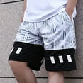 thumbnail image 2 of WREESH Men's Beach Shorts Swim Trunks Summer Thin Elastic Waist Drawstring Beach Shorts Casual Sports Short Pants White, 2 of 4