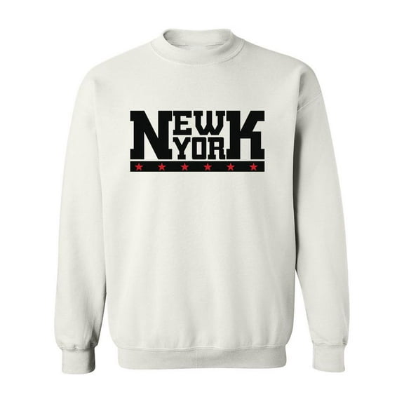 New York Slogan With Red Stars Sweatshirt Men -Image by Shutterstock, Male Medium