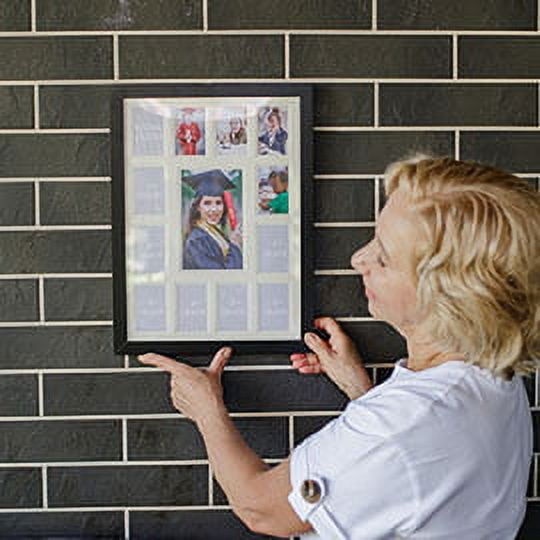 WOOD SIDE ORBIS School Years Picture Collage Frame with Double White Mat, Displays 5x7 & Twelve 2.5x3.5 Photos