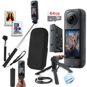 Insta360 X5 360 8K Camera-For Content Creators and Videographers| 8K30/5.7K30 360 PureVideo Recording-64Gb Memory, Selfie Stick MonoPod, Grip, Tripod, Software (Top Value Bundle)