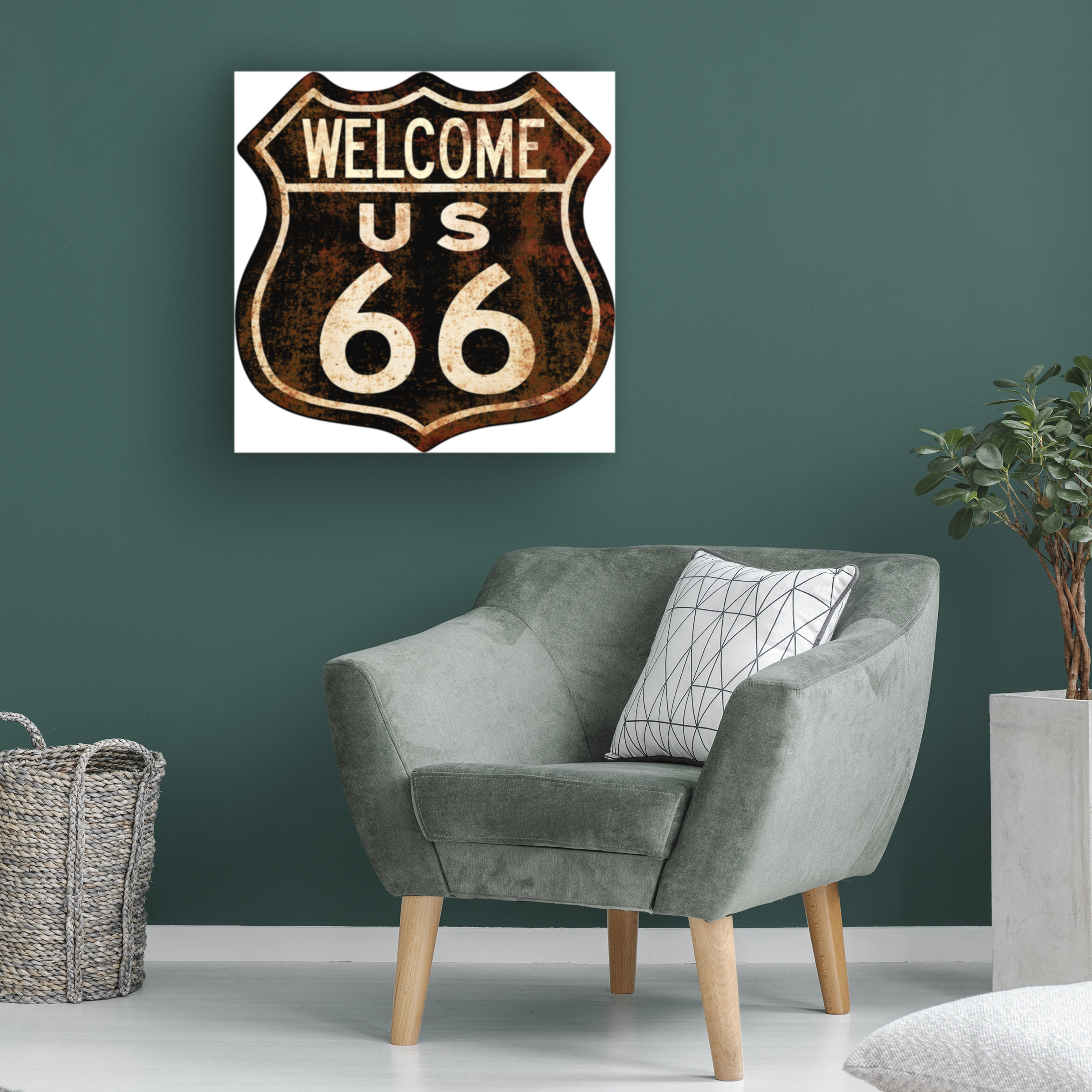 RetroPlanet 'Route 66 Distressed Welcome' Canvas Art