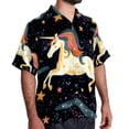 thumbnail image 2 of Starry Unicorn Men's Button Down Hawaiian Poplin Shirt Summer Beach Printed Casual Short Sleeve Unisex Shirts, 2 of 6