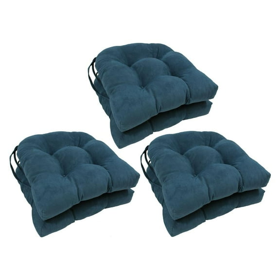 Blazing Needles 16-inch Solid Microsuede U-shaped Tufted Chair Cushions (Set of 6) 916X16US-T-6CH-MS-TL
