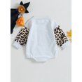 thumbnail image 5 of Bagilaanoe Newborn Baby Girl Halloween Romper Sweatshirt Long Sleeve Bodysuit Leopard Pumpkin Print Pullover 3M 6M 12M 18M Infant Casual Tee Tops, 5 of 8
