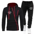 thumbnail image 4 of Ropa para hombre Novedad en chándal deportivo con cremallera y estampado, sudaderas con capucha informales, pantalones deportivos para correr, chaqueta de calle europea, abrigo, 4 of 4