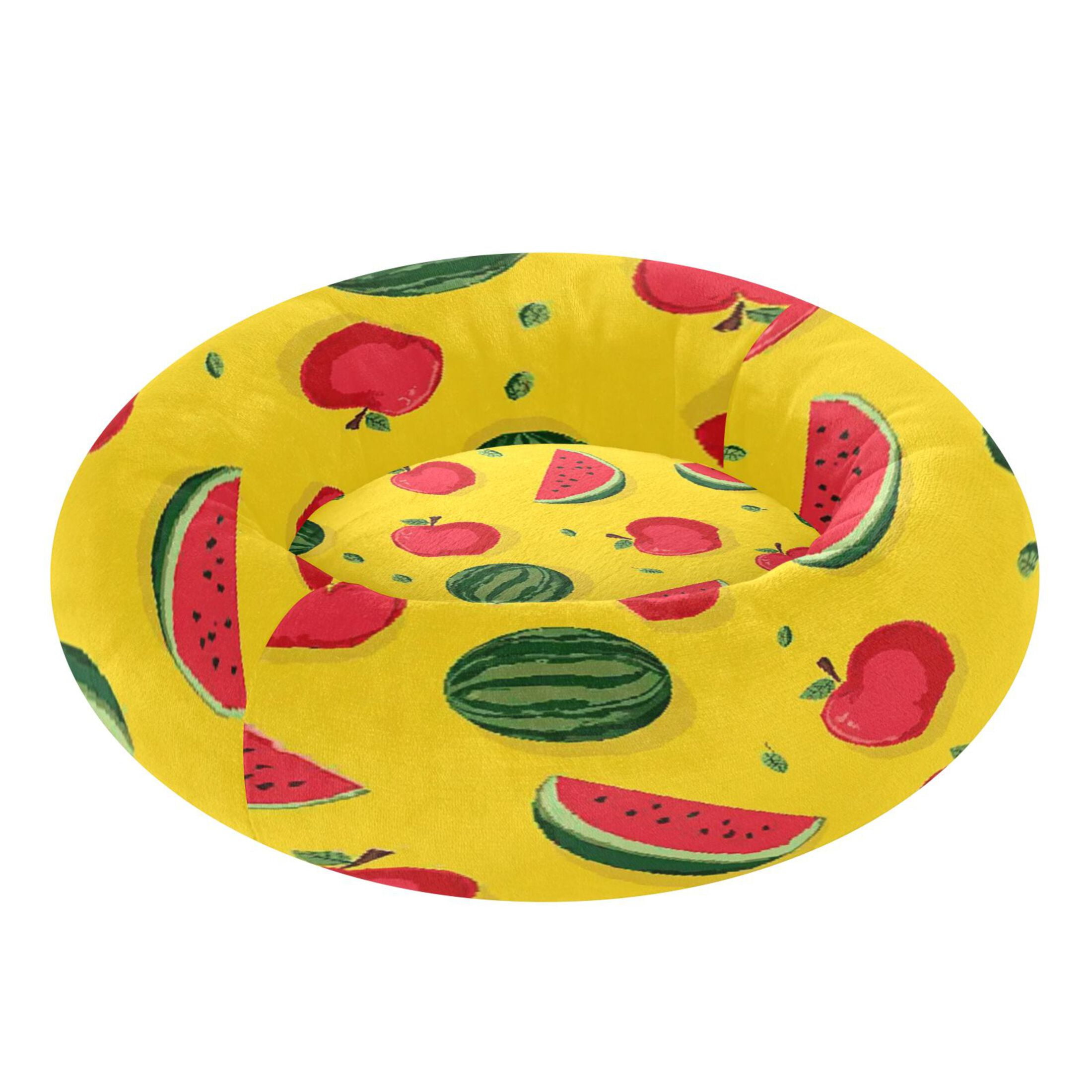 Iauyy Pet Couch Donut Cat Bed for Indoor Cats/Small Dogs Washable & Machine with Non-slip Bottom Calming Cat Furniture, Watermelon (M)