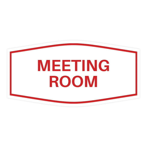Signs ByLITA Fancy Meeting Room Sign (White/Red) - Large