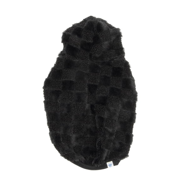 Oodles Checkerboard Fall Sherpa Dog Hoodie, Black, Small