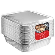 Disposable Square 8x8 Aluminum Foil Storage Pans with Lids (10 Count) by Stock Your Home
