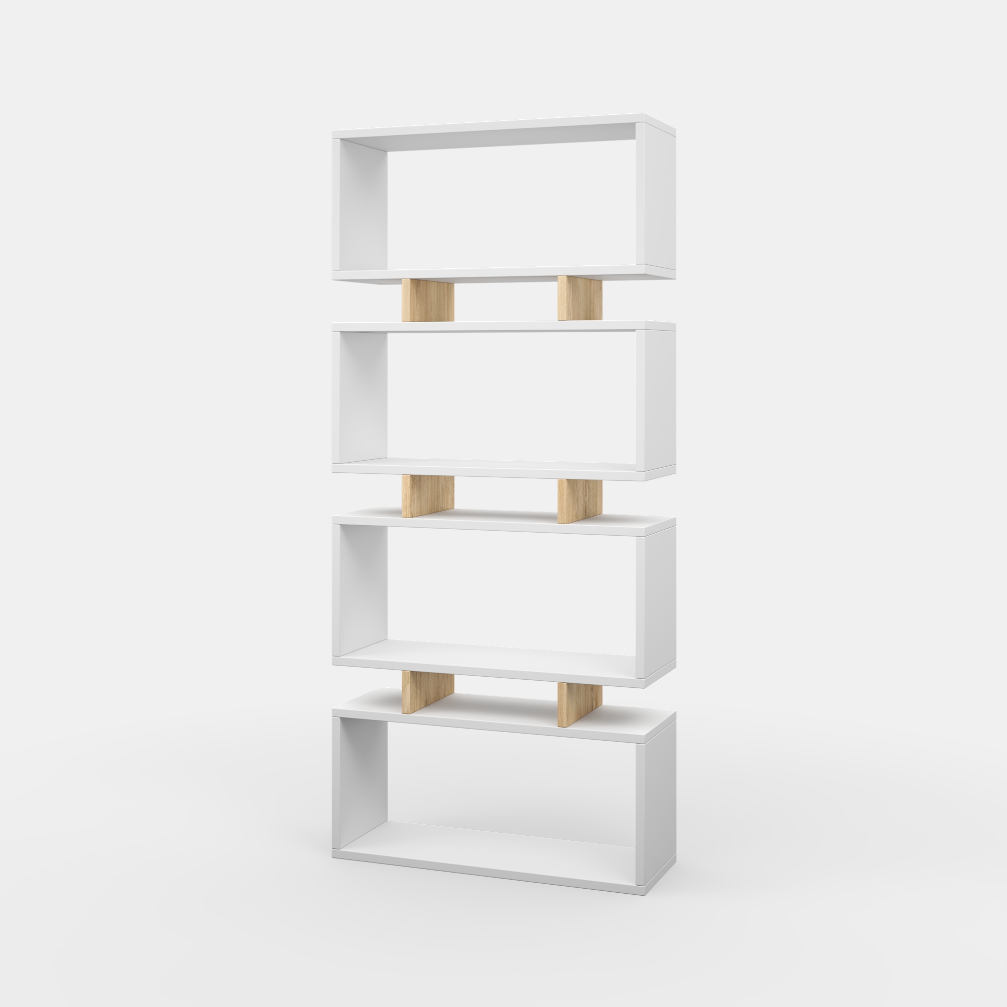 Ada Home Decor Langdon 4 Tier Bookcase, Oak/White