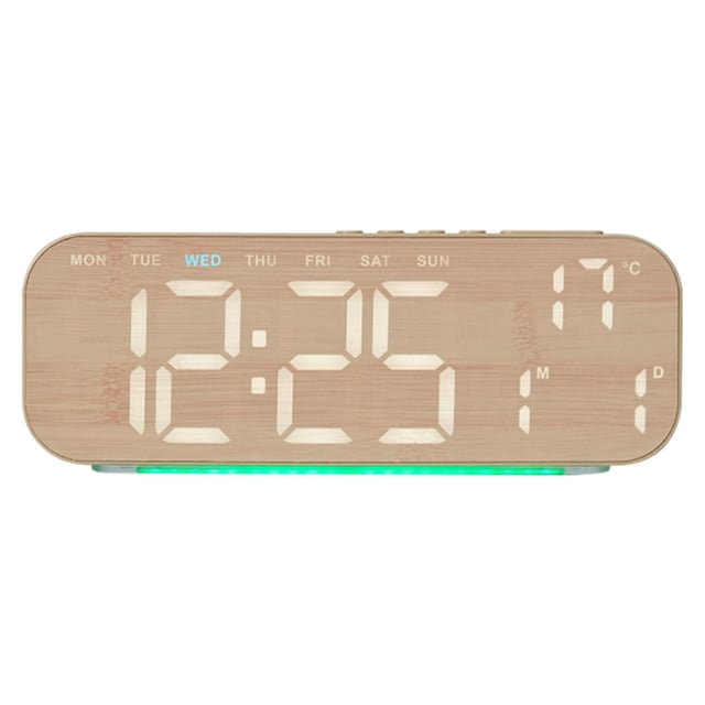 DOLITY LED Digital Clock Tabletop Stylish Table Clock for Bedroom Classroom Kitchen Brown