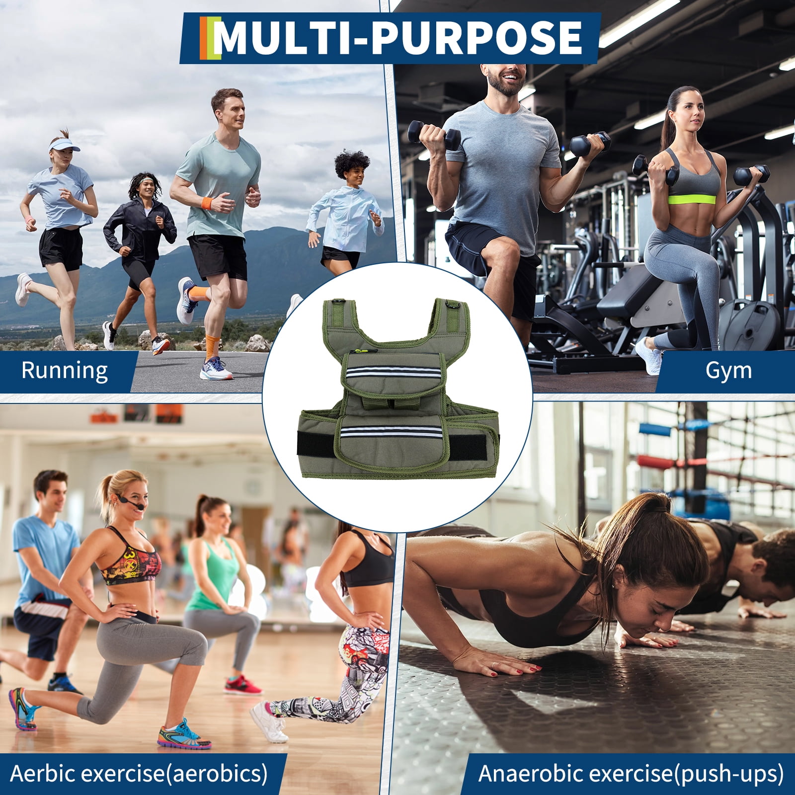 Adjustable Weighted Vest 25 Lbs for Men & Women, Workout Home Gym Running Training Vest with Reflective Strips & Iron Weights