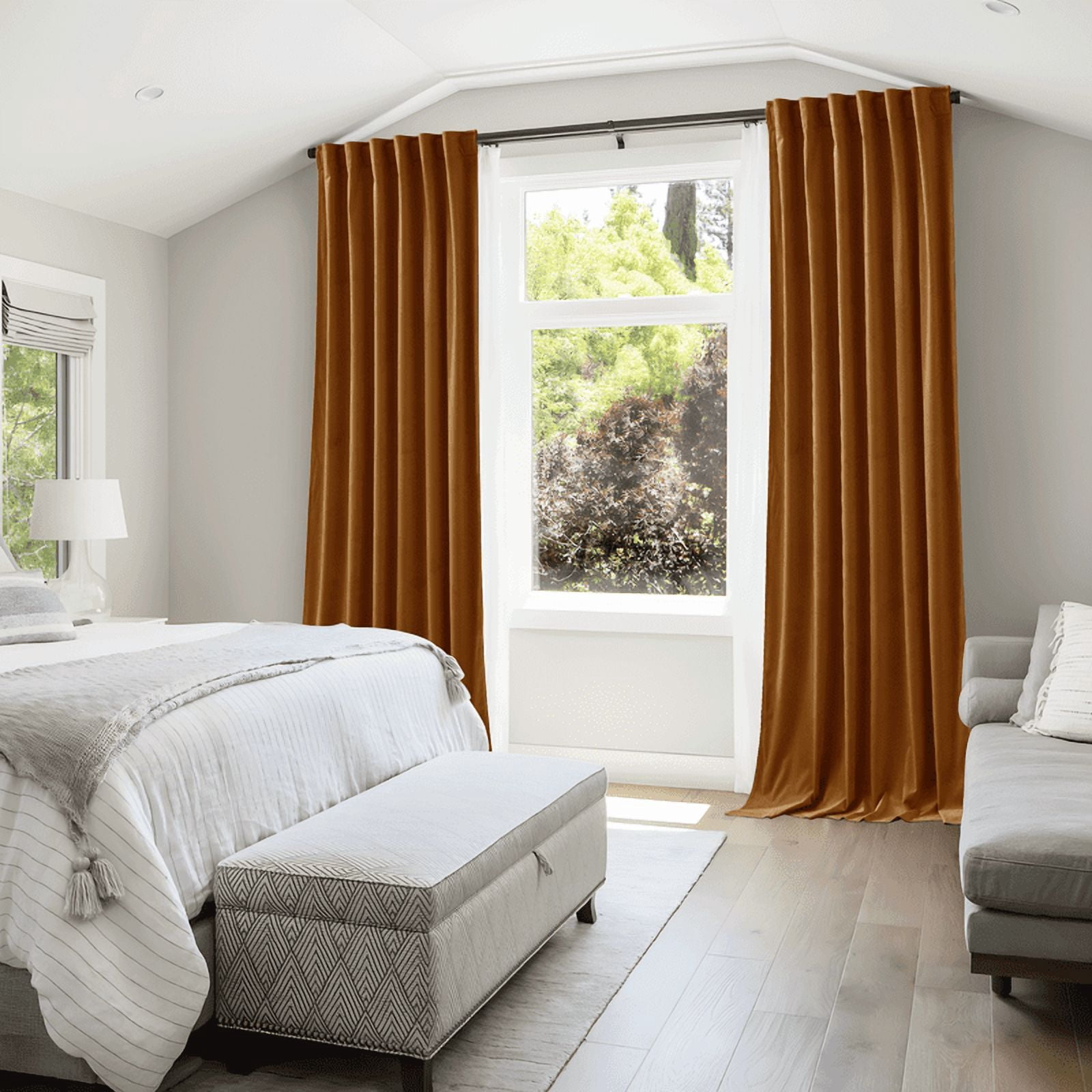 NICETOWN Velvet Blackout Curtains for Living Room, Thermal Insulated Luxury Drapes for Bedroom, Room Darkening Back Tab Velvet Window Treatments, Gold Brown, 52"x90", 2 Panels