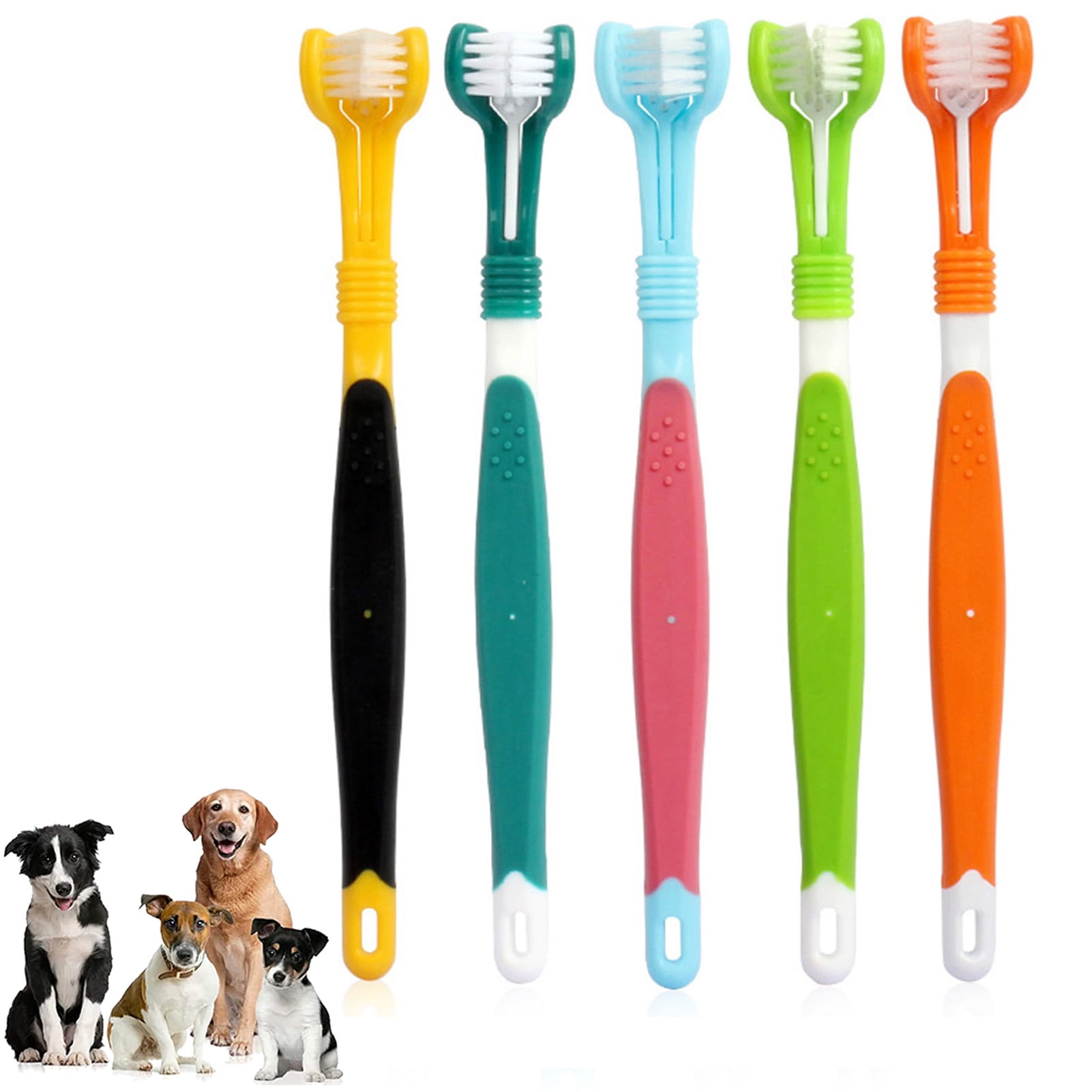 Walbest Dog Toothbrush Finger Set, Canine Toothbrush Kit for Dental Care, 3 Sided Pet Tooth Brush for Dogs and Cats Teeth Cleaning