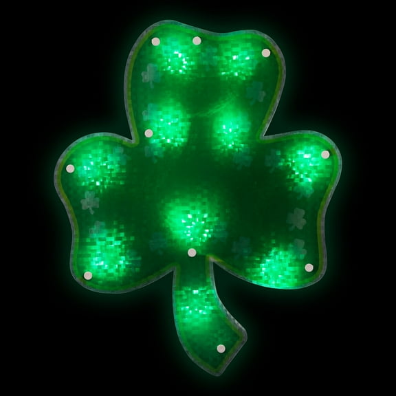 Northlight Lighted Green Shamrock St. Patrick's Day Window Silhouette - 14" - Green LED Lights