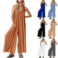 thumbnail image 1 of Sentmoon Workout One Piece for Women Plus Size Overalls for Women Sleeveless V Neck Solid Color Loose Fit Boho Rompers for Women Summer for Gym and Workout, 1 of 7
