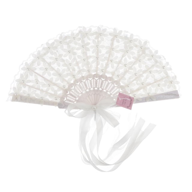 de mano plegable de encaje de moda Flor de perla de imitación para boda baile Prop