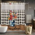 thumbnail image 5 of Red Orange Flower No Hooks Shower Curtain with Snap-in Liner Independence Day U.S. Flag Freedom Plaid Shower Curtains for Bathroom, Waterproof, Easy Install, Washable 72"x78", 5 of 9