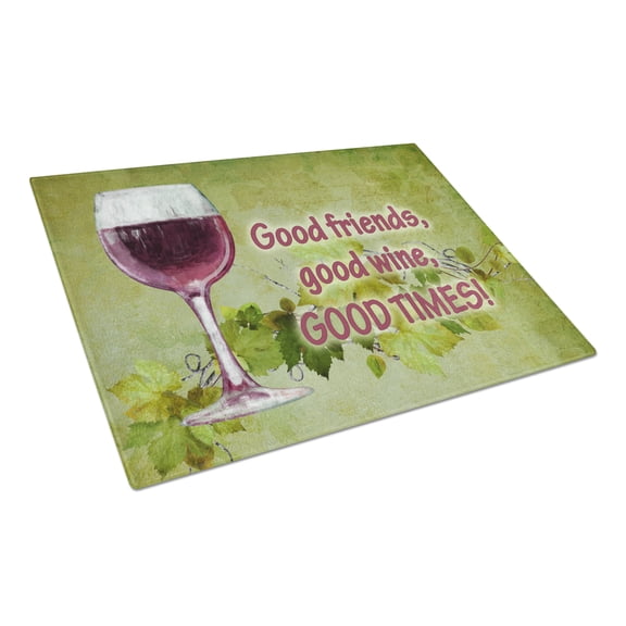 Carolines Treasures SB3070LCB Good Friends- Good Wine- Good Times Glass Cutting Board - Large