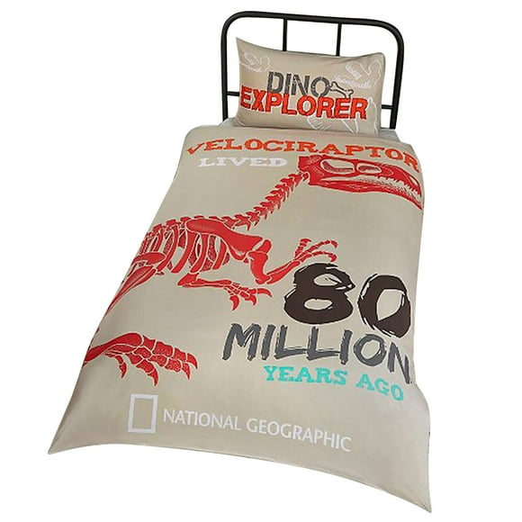 National Geographic Ensemble de Housse de Couette Réversible Raptor Fossiles