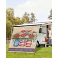 thumbnail image 4 of 4th of July RV Awning Sun Shade Screen 9'X7' Poppy Vase American Flag Mesh Sunscreen Patriotic Stars Daisy Awning Shade Screen with Zipper UV Blocker Completed Kits for RV Motorhome Camper, 4 of 7